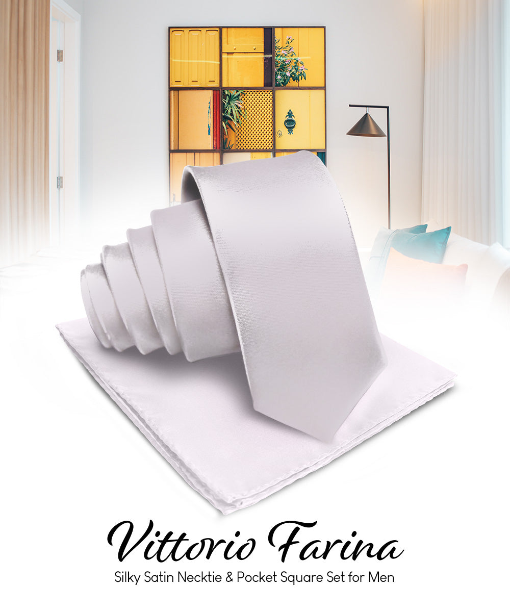 Vittorio Farina Men's Satin Necktie & Pocket Square Vittorio Farina