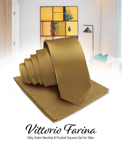 Vittorio Farina Men's Satin Necktie & Pocket Square Vittorio Farina