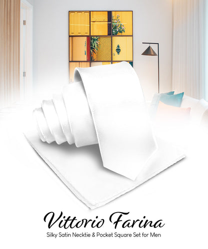 Vittorio Farina Men's Satin Necktie & Pocket Square Vittorio Farina
