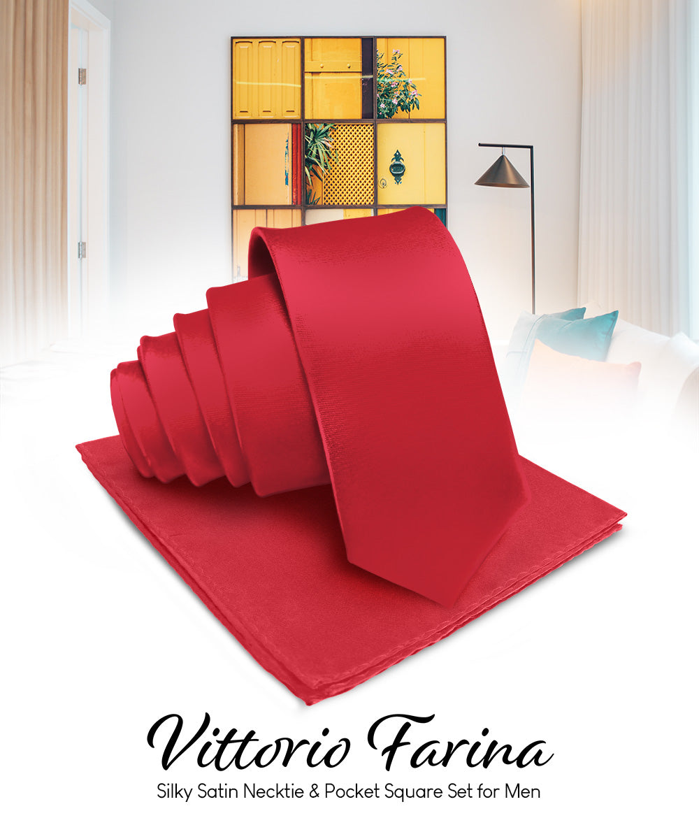 Vittorio Farina Men's Satin Necktie & Pocket Square Vittorio Farina