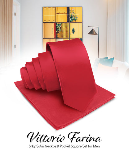 Vittorio Farina Men's Satin Necktie & Pocket Square Vittorio Farina