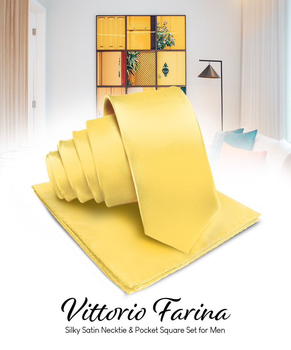 Vittorio Farina Men's Satin Necktie & Pocket Square Vittorio Farina