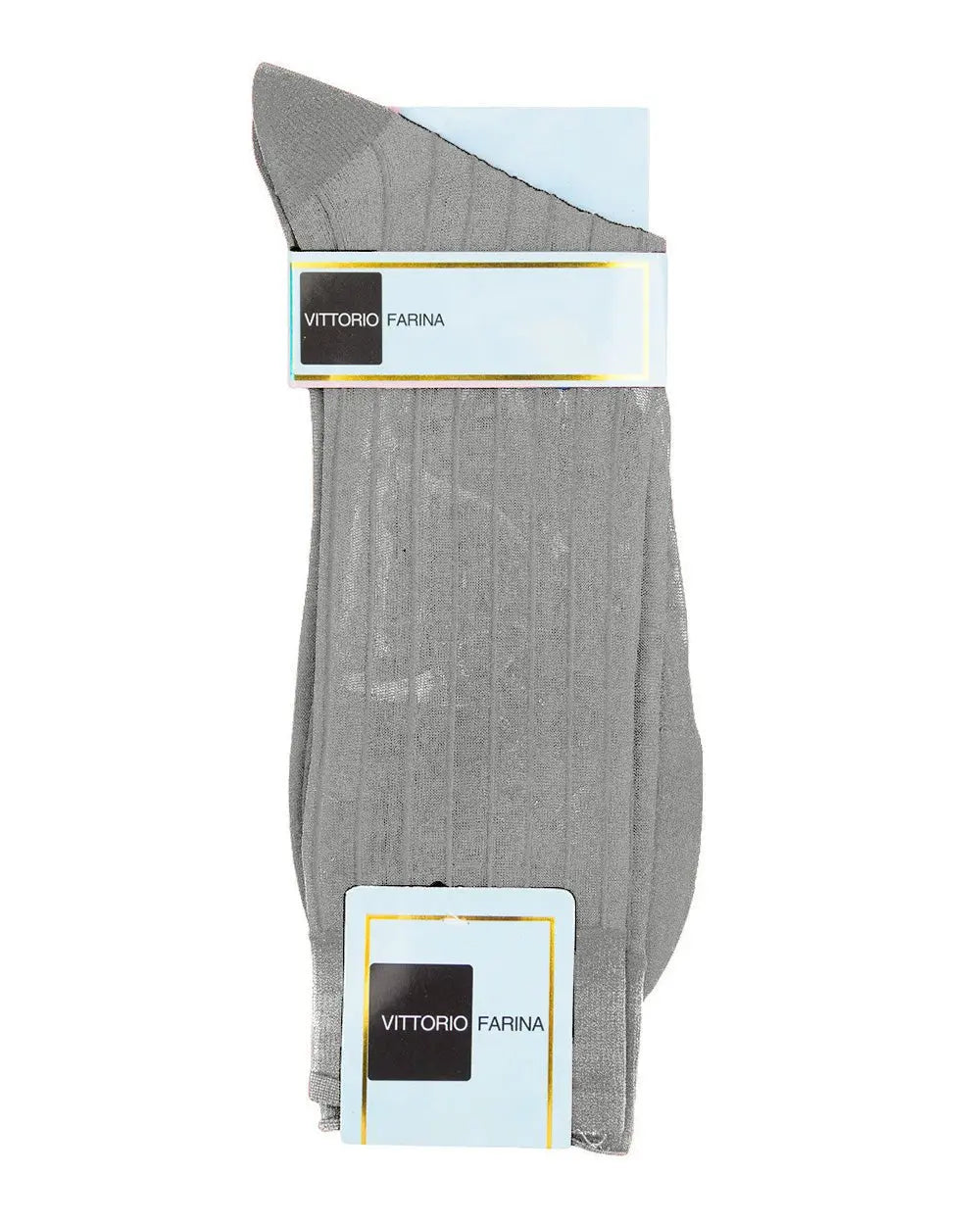 Vittorio Farina Men's Ribbed Shear Nylon Anklet Dress Socks - Silver - Socks - Vittorio Farina