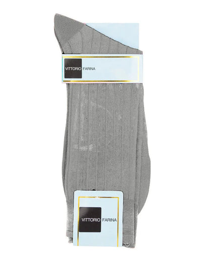 Vittorio Farina Men's Ribbed Shear Nylon Anklet Dress Socks - Silver - Socks - Vittorio Farina