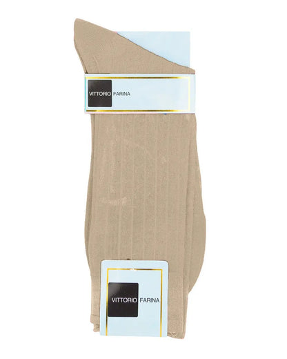 Vittorio Farina Men's Ribbed Shear Nylon Anklet Dress Socks - Taupe - Socks - Vittorio Farina
