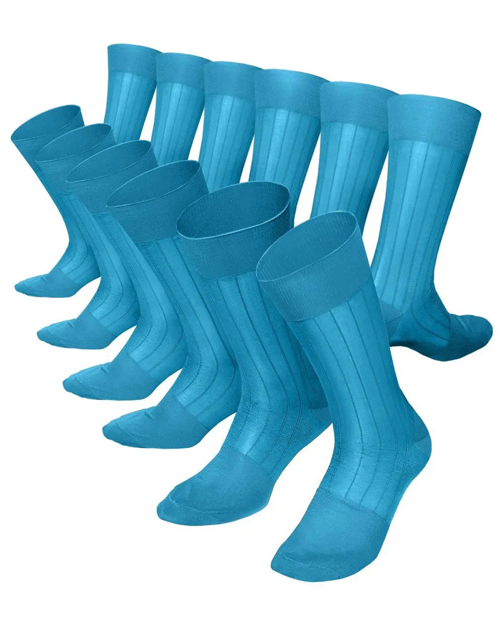 Vittorio Farina Men's Ribbed Shear Nylon Anklet Dress Socks - Turquoise - Socks - Vittorio Farina