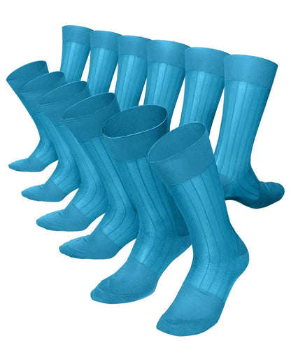 Vittorio Farina Men's Ribbed Shear Nylon Anklet Dress Socks - Turquoise - Socks - Vittorio Farina