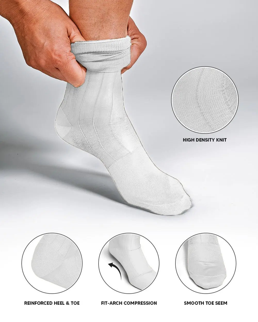 Vittorio Farina Men's Ribbed Shear Nylon Anklet Dress Socks - White - Socks - Vittorio Farina