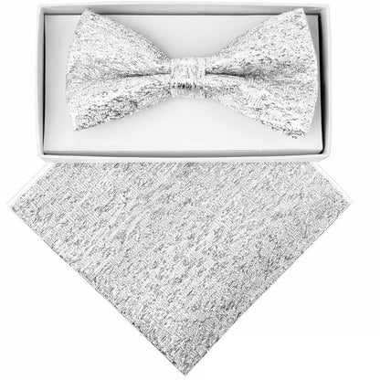 Vittotio Farina Men's Rhinestone Bow Tie and Pocket Square in Gift Box Vittorio Farina