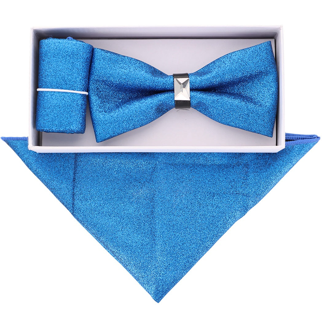 Vittotio Farina Men's Rhinestone Bow Tie and Pocket Square in Gift Box Vittorio Farina