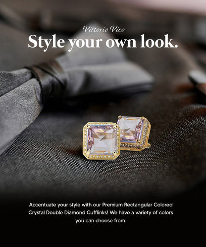 Vittorio Vico Large Big Square Crystal Colorstone Cufflinks: CL 70XX Series - CL - 7002 - Classy Cufflinks