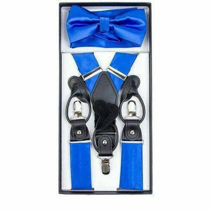 Vittorio Farina Men's Clip End Suspender, Bow Tie and Pocket Square Set with Silver Hardware in Gift Box: 70% Polyester & 30% Elastomer Vittorio Farina
