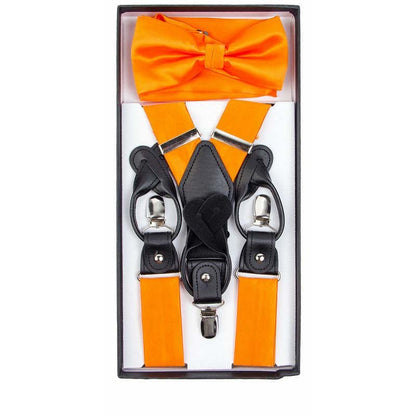 Vittorio Farina Men's Clip End Suspender, Bow Tie and Pocket Square Set with Silver Hardware in Gift Box: 70% Polyester & 30% Elastomer Vittorio Farina