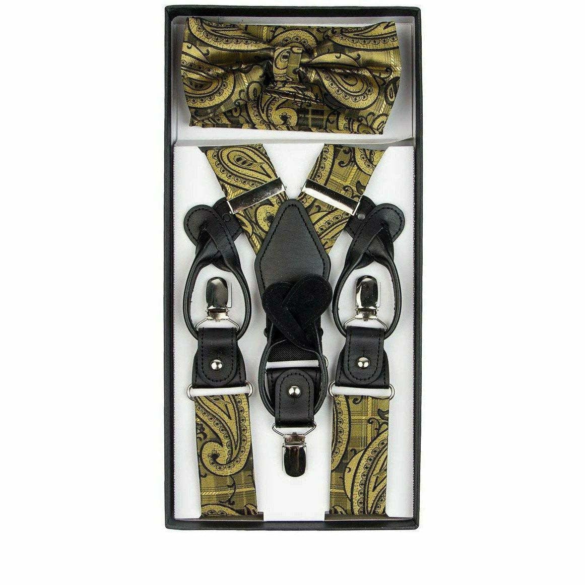 Vittorio Farina Men's Paisley Clip End Suspender with Silver Hardware in Gift Box: 70% Polyester & 30% Elastomer Vittorio Farina