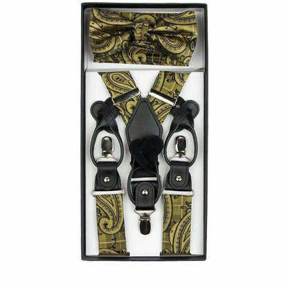 Vittorio Farina Men's Paisley Clip End Suspender with Silver Hardware in Gift Box: 70% Polyester & 30% Elastomer Vittorio Farina