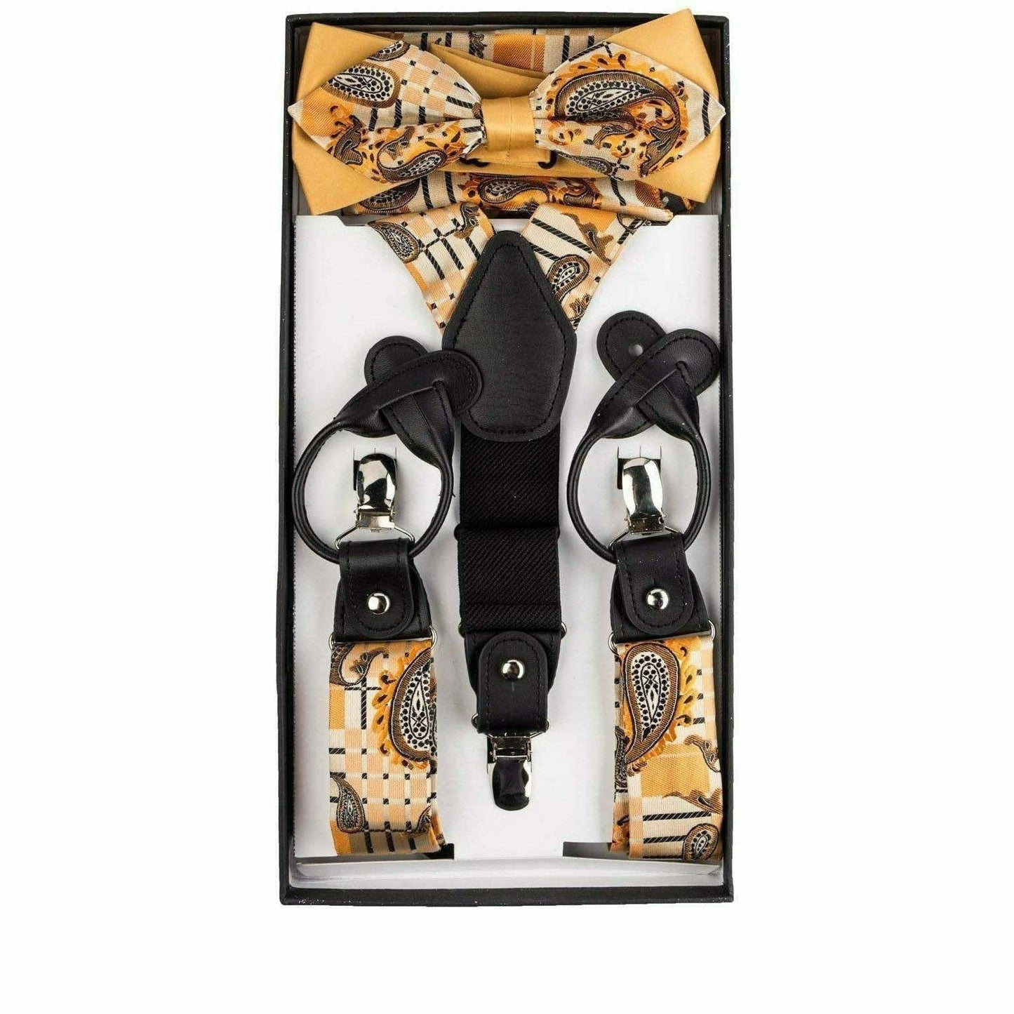 Vittorio Farina Men's Paisley Clip End Suspender with Silver Hardware in Gift Box: 70% Polyester & 30% Elastomer Vittorio Farina