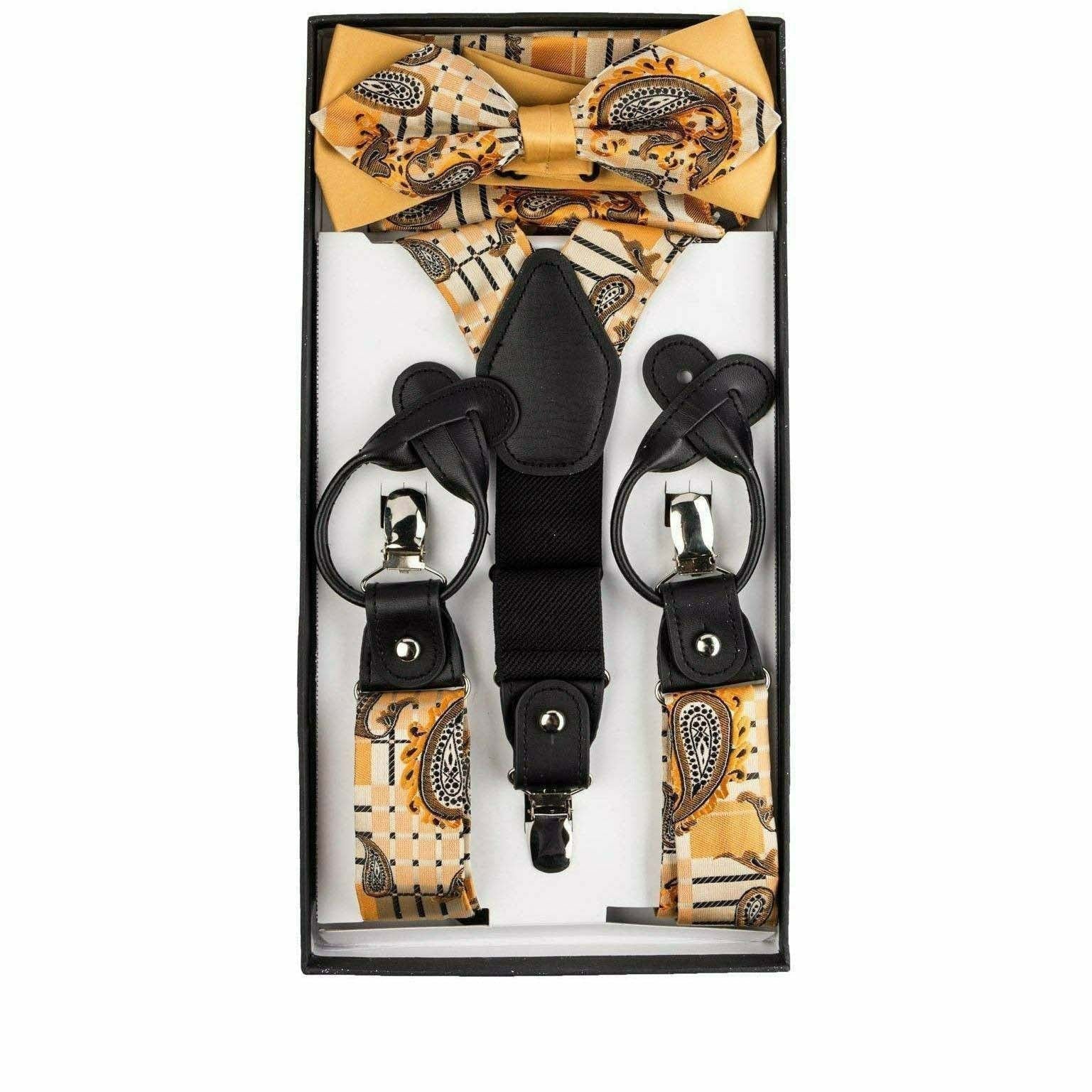 Vittorio Farina Men's Paisley Clip End Suspender with Silver Hardware in Gift Box: 70% Polyester & 30% Elastomer Vittorio Farina