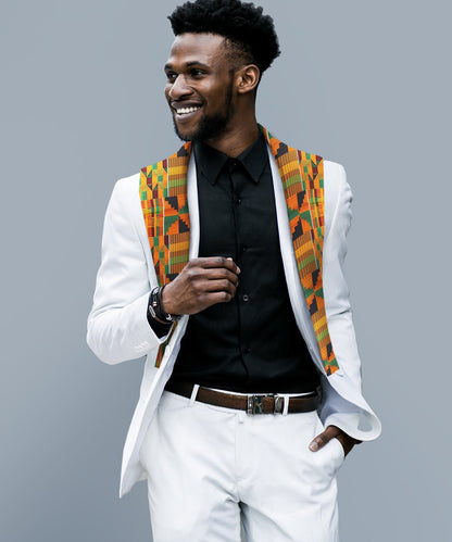 Vittorio Farina Mens' Kente Satin Scarf - SCARVES_Kente #3 - Classy Cufflinks
