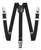 Vittorio Farina Boy's Clip End Suspender with Silver Hardware in Gift Box: 70% Polyester & 30% - Black - Suspenders - Vittorio Farina
