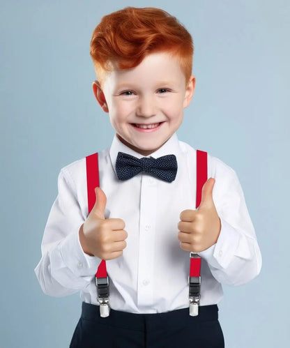 Vittorio Farina Boy's Clip End Suspender with Silver Hardware in Gift Box: 70% Polyester & 30% - Red - Suspenders - Vittorio Farina