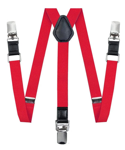 Vittorio Farina Boy's Clip End Suspender with Silver Hardware in Gift Box: 70% Polyester & 30% - Red - Suspenders - Vittorio Farina