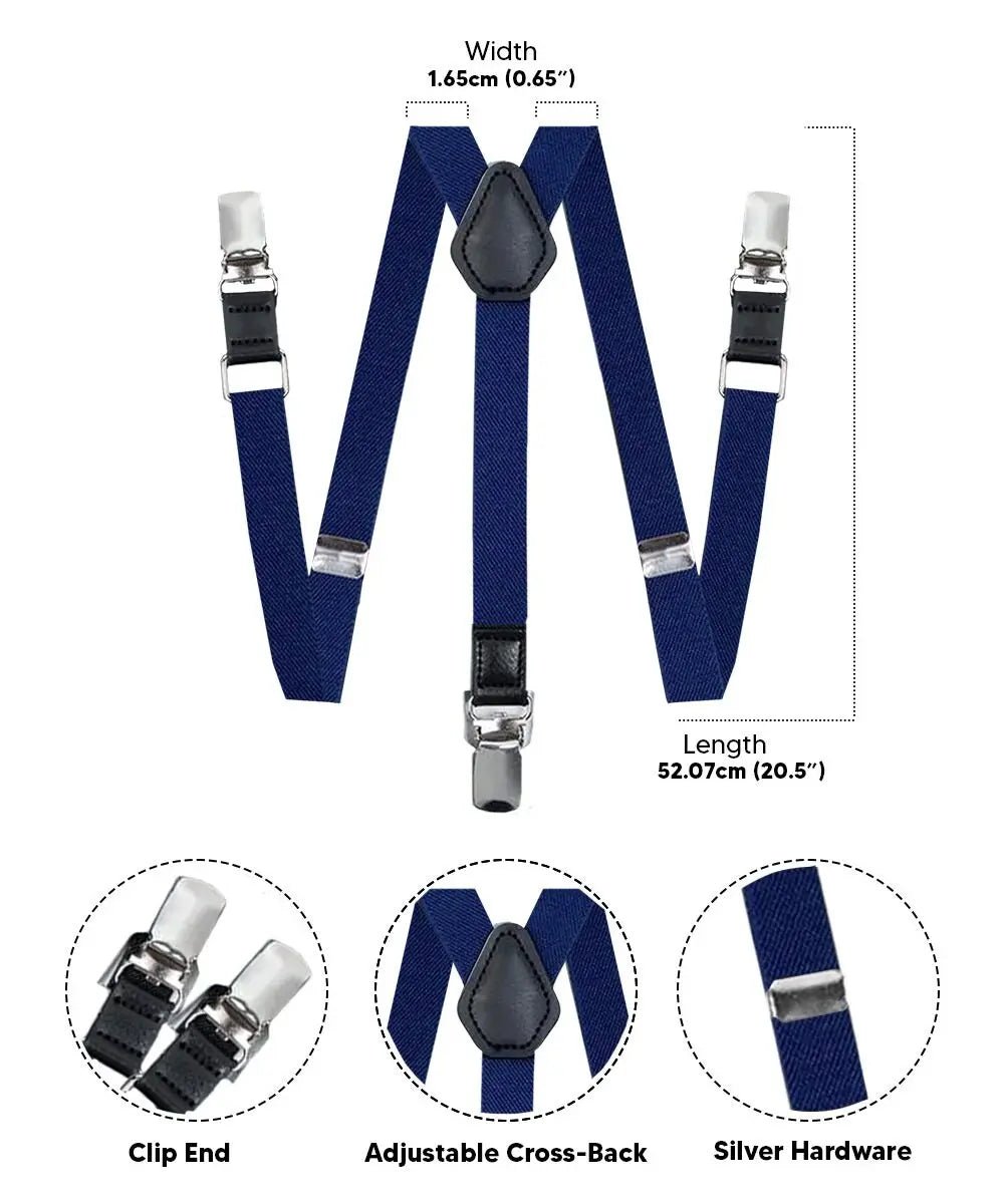 Vittorio Farina Boy's Clip End Suspender with Silver Hardware in Gift Box: 70% Polyester & 30% - Royal Blue - Suspenders - Vittorio Farina