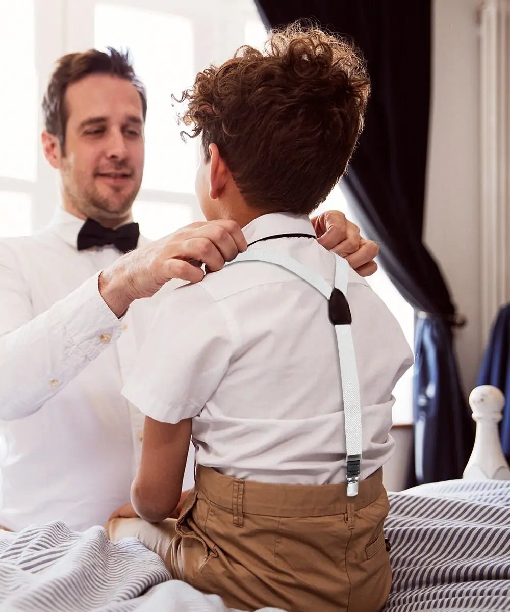 Vittorio Farina Boy's Clip End Suspender with Silver Hardware in Gift Box: 70% Polyester & 30% - Black - Suspenders - Vittorio Farina