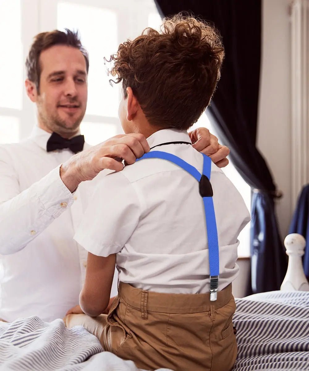 Vittorio Farina Boy's Clip End Suspender with Silver Hardware in Gift Box: 70% Polyester & 30% - Royal Blue - Suspenders - Vittorio Farina