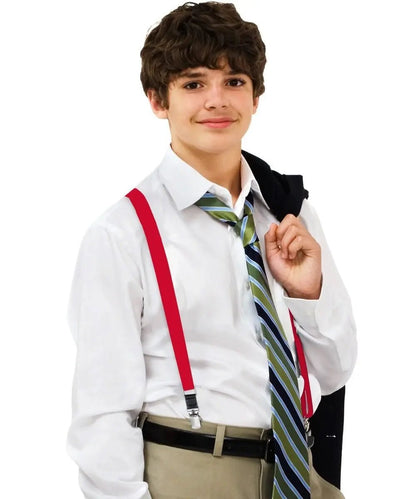 Vittorio Farina Boy's Clip End Suspender with Silver Hardware in Gift Box: 70% Polyester & 30% - Royal Blue - Suspenders - Vittorio Farina