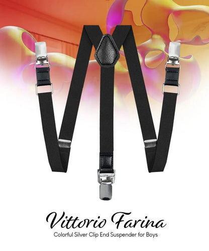 Vittorio Farina Boy's Clip End Suspender with Silver Hardware in Gift Box: 70% Polyester & 30% - Royal Blue - Suspenders - Vittorio Farina