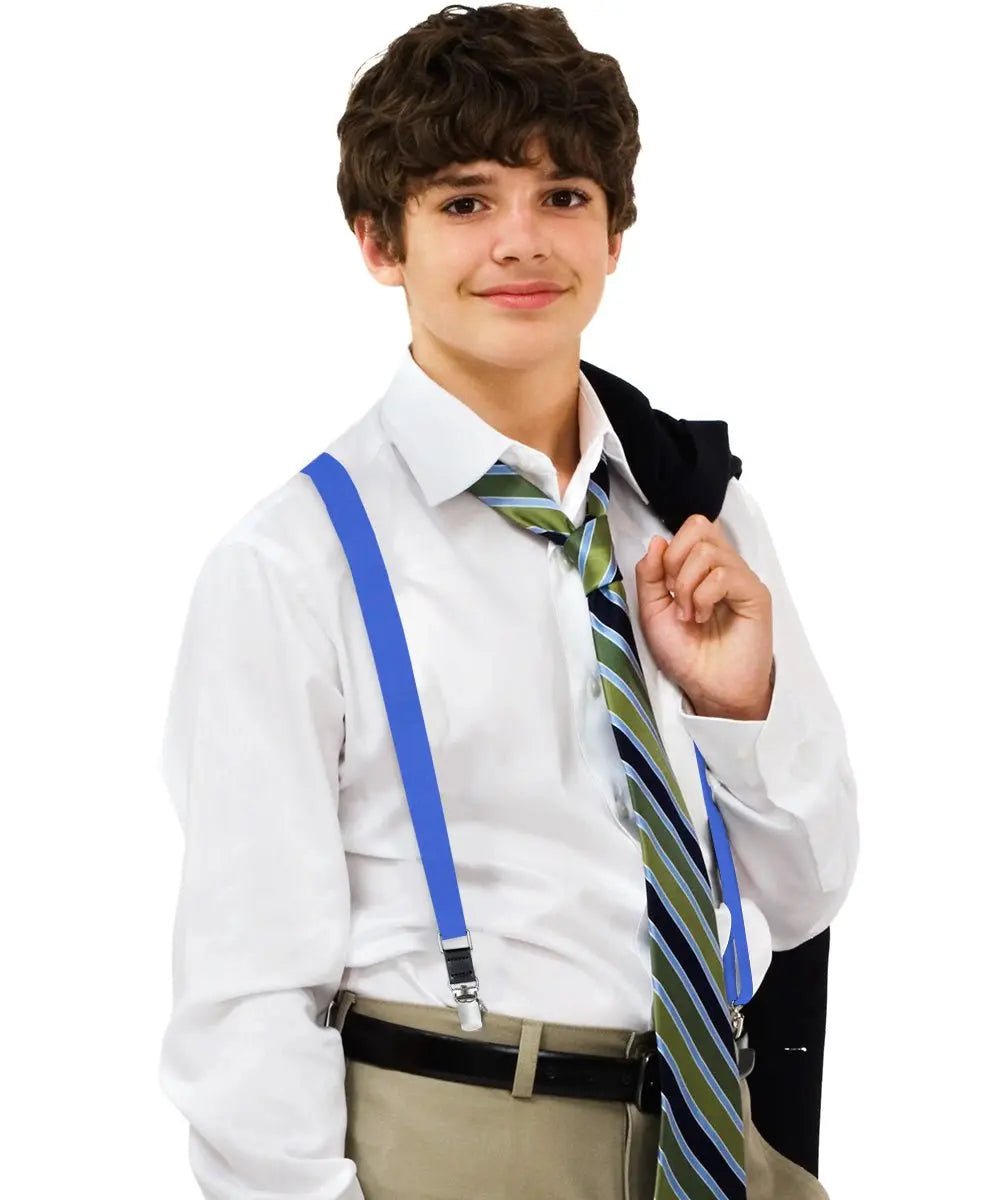 Vittorio Farina Boy's Clip End Suspender with Silver Hardware in Gift Box: 70% Polyester & 30% - Black - Suspenders - Vittorio Farina