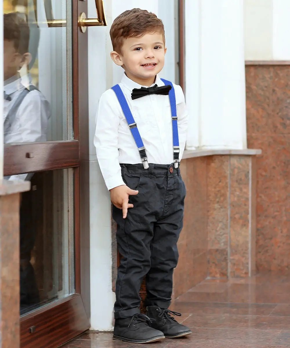 Vittorio Farina Boy's Clip End Suspender with Silver Hardware in Gift Box: 70% Polyester & 30% - Royal Blue - Suspenders - Vittorio Farina