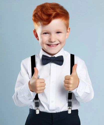 Vittorio Farina Boy's Clip End Suspender with Silver Hardware in Gift Box: 70% Polyester & 30% - Royal Blue - Suspenders - Vittorio Farina