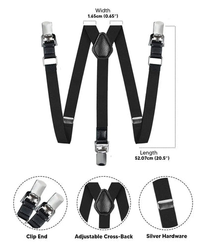 Vittorio Farina Boy's Clip End Suspender with Silver Hardware in Gift Box: 70% Polyester & 30% - Royal Blue - Suspenders - Vittorio Farina