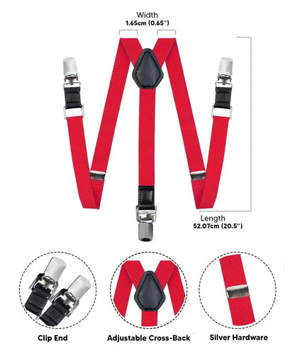 Vittorio Farina Boy's Clip End Suspender with Silver Hardware in Gift Box: 70% Polyester & 30% - Royal Blue - Suspenders - Vittorio Farina
