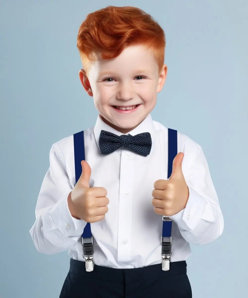 Vittorio Farina Boy's Clip End Suspender with Silver Hardware in Gift Box: 70% Polyester & 30% - Royal Blue - Suspenders - Vittorio Farina
