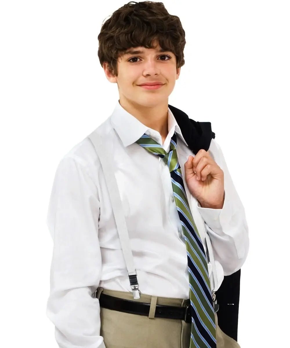 Vittorio Farina Boy's Clip End Suspender with Silver Hardware in Gift Box: 70% Polyester & 30% - Black - Suspenders - Vittorio Farina