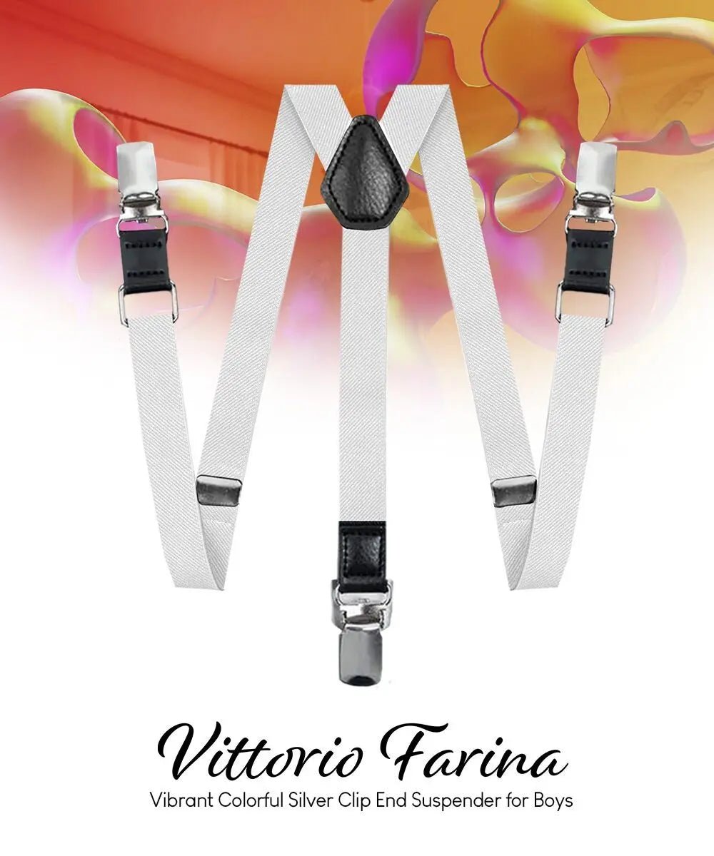 Vittorio Farina Boy's Clip End Suspender with Silver Hardware in Gift Box: 70% Polyester & 30% - Royal Blue - Suspenders - Vittorio Farina