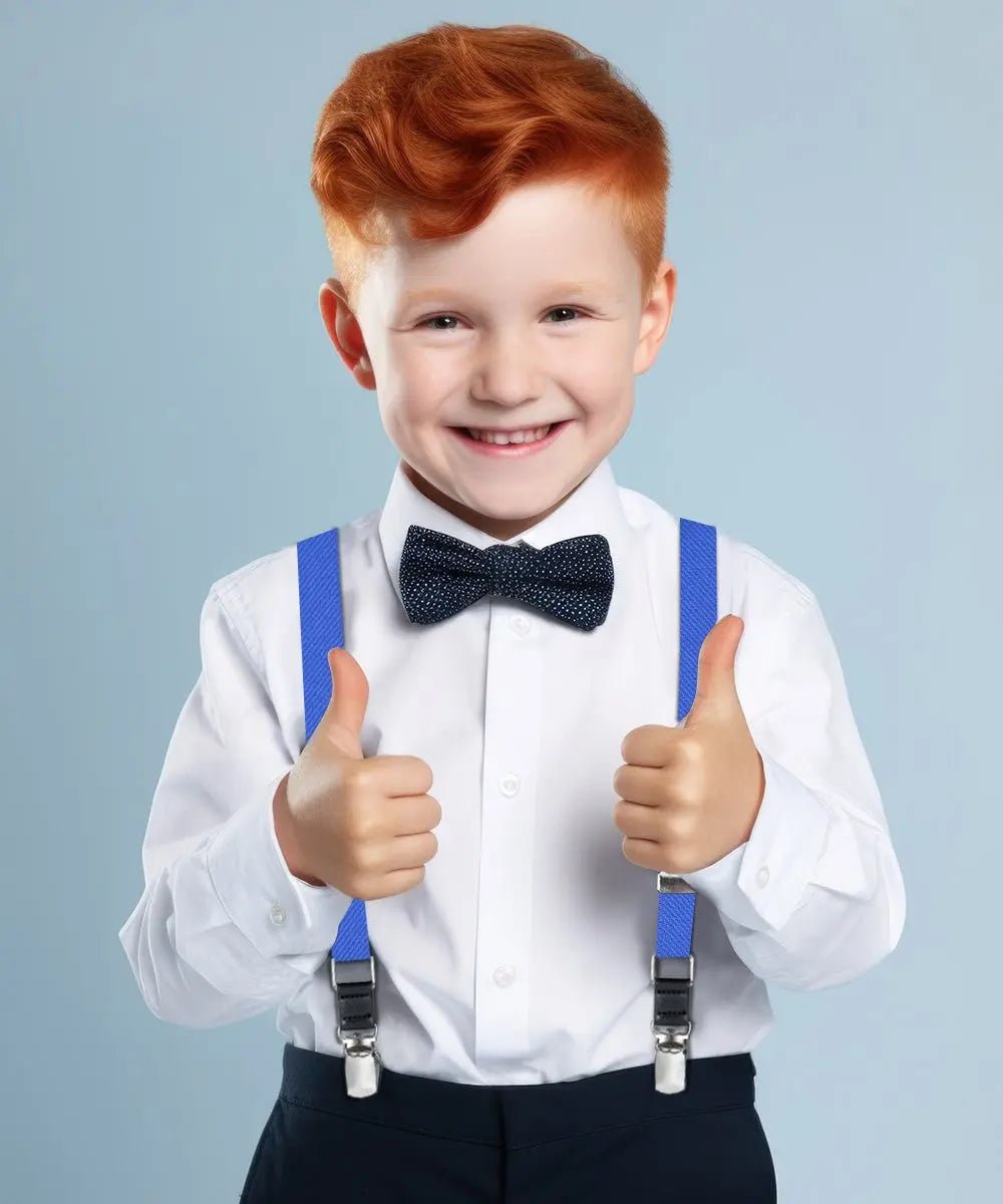 Vittorio Farina Boy's Clip End Suspender with Silver Hardware in Gift Box: 70% Polyester & 30% - Black - Suspenders - Vittorio Farina
