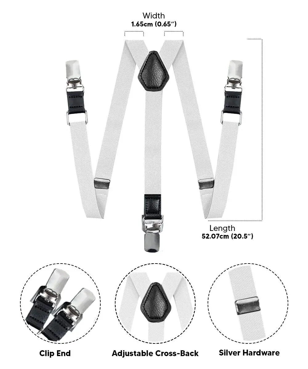 Vittorio Farina Boy's Clip End Suspender with Silver Hardware in Gift Box: 70% Polyester & 30% - Black - Suspenders - Vittorio Farina