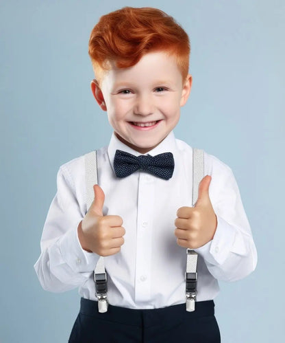 Vittorio Farina Boy's Clip End Suspender with Silver Hardware in Gift Box: 70% Polyester & 30% - Black - Suspenders - Vittorio Farina