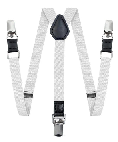 Vittorio Farina Boy's Clip End Suspender with Silver Hardware in Gift Box: 70% Polyester & 30% - White - Suspenders - Vittorio Farina