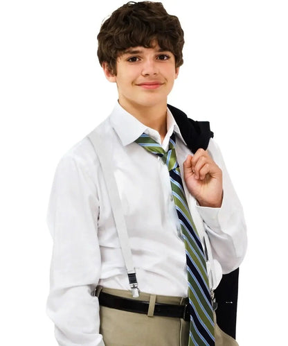 Vittorio Farina Boy's Clip End Suspender with Silver Hardware in Gift Box: 70% Polyester & 30% - White - Suspenders - Vittorio Farina