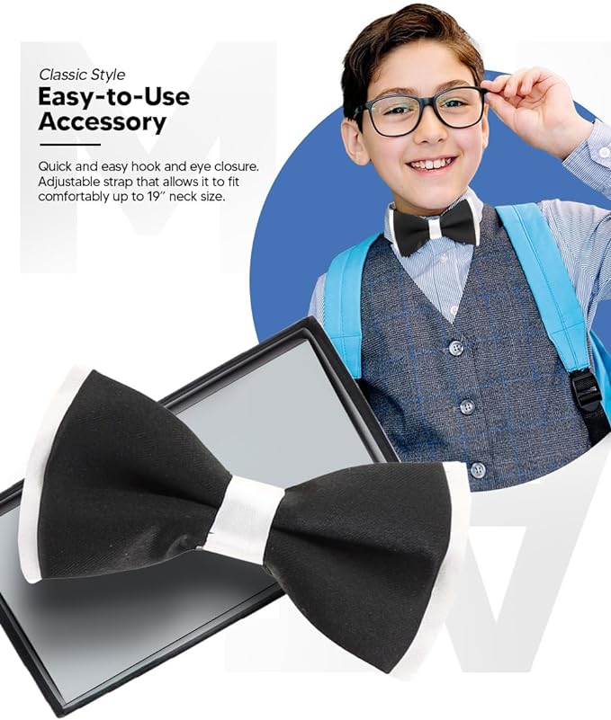 Vittorio Farina Boy's Design Satin Bow Tie - Ivory and White Fold - Boyswear - Vittorio Farina