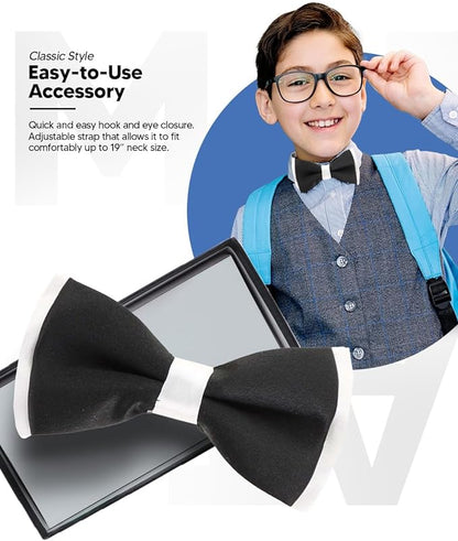 Vittorio Farina Boy's Design Satin Bow Tie - Ivory and White Fold - Boyswear - Vittorio Farina
