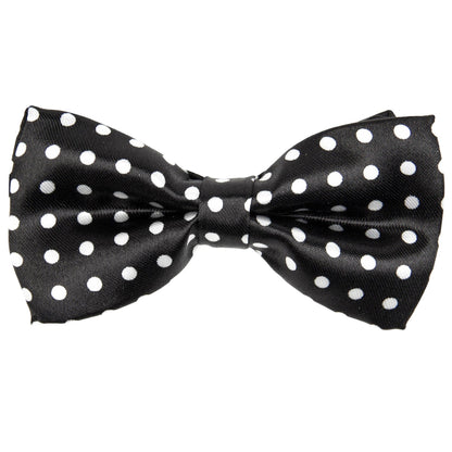Vittorio Farina Boy's Design Satin Bow Tie - Black and White Polka Dot - Boyswear - Vittorio Farina