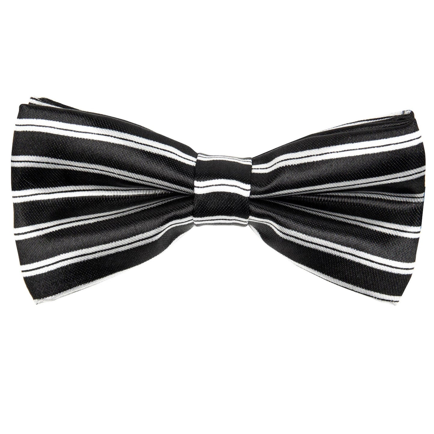 Vittorio Farina Boy's Design Satin Bow Tie - Black and White Stripes - Boyswear - Vittorio Farina