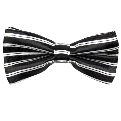Vittorio Farina Boy's Design Satin Bow Tie - Black and White Stripes - Boyswear - Vittorio Farina