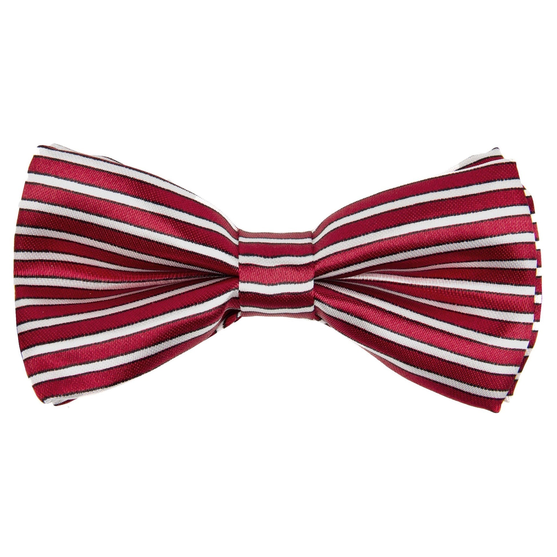 Vittorio Farina Boy's Design Satin Bow Tie - Burgundy and White Stripes - Boyswear - Vittorio Farina