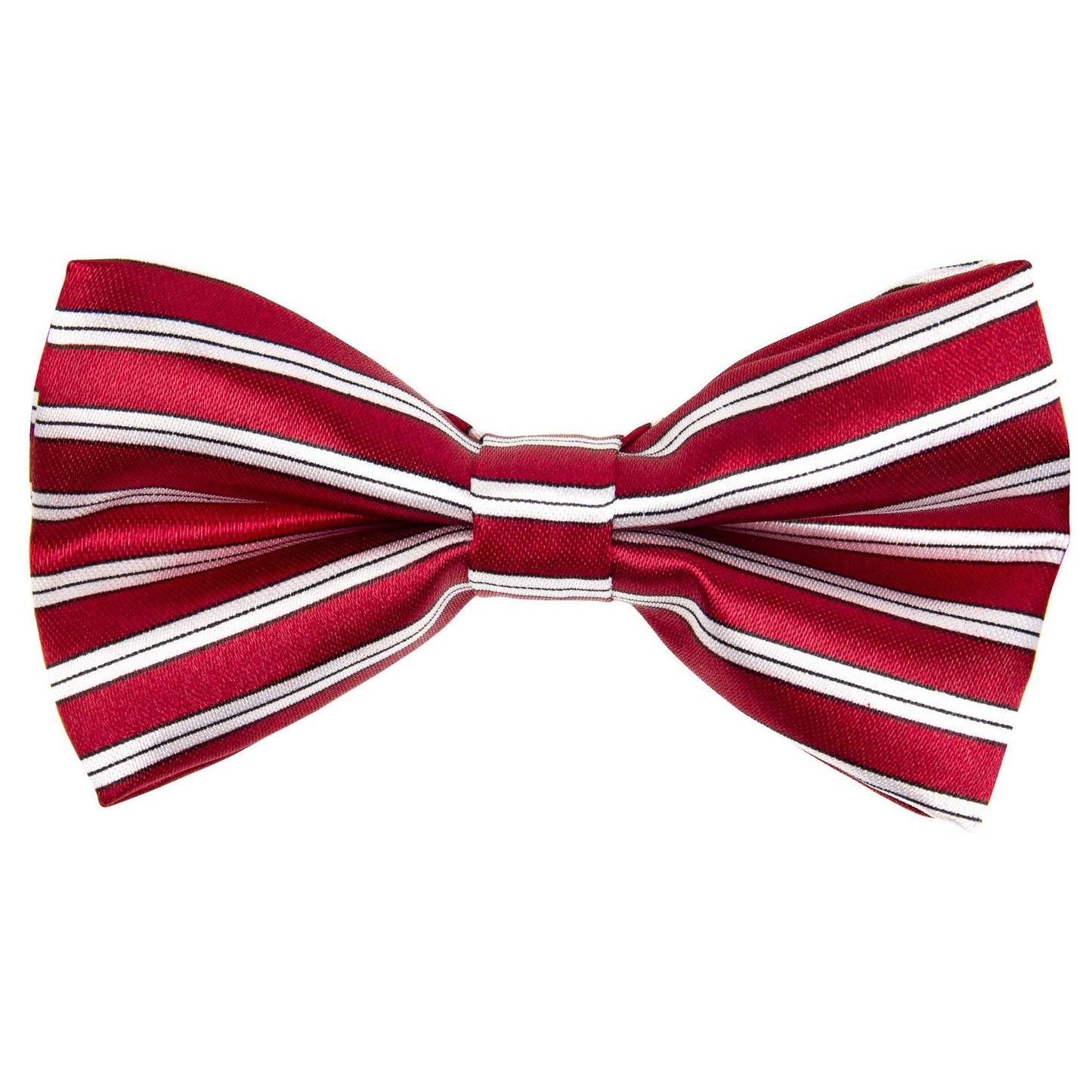Vittorio Farina Boy's Design Satin Bow Tie - Burgundy and White Stripes (wide) - Boyswear - Vittorio Farina